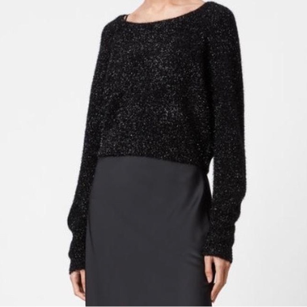 All Saints Rosetta Tinsel Black Silver Long Sleeve Wool Knit Jumper Sweater XS